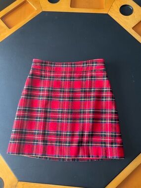 J Crew Red Plaid A-Line Mini Skirt